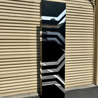 Narrow Wall - Black Leather and Mirror