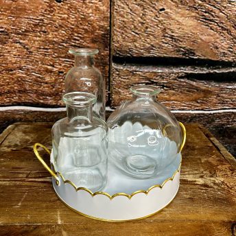 Vase - Glass Trio on White Tray