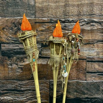 Faux Tiki Torch on Stake - set of 3