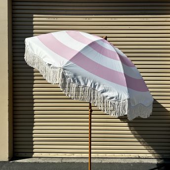 Patio Umbrella - Pink White Stripe