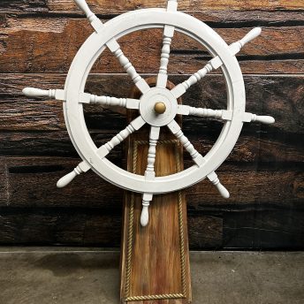 Ship Wheel on Stand - White